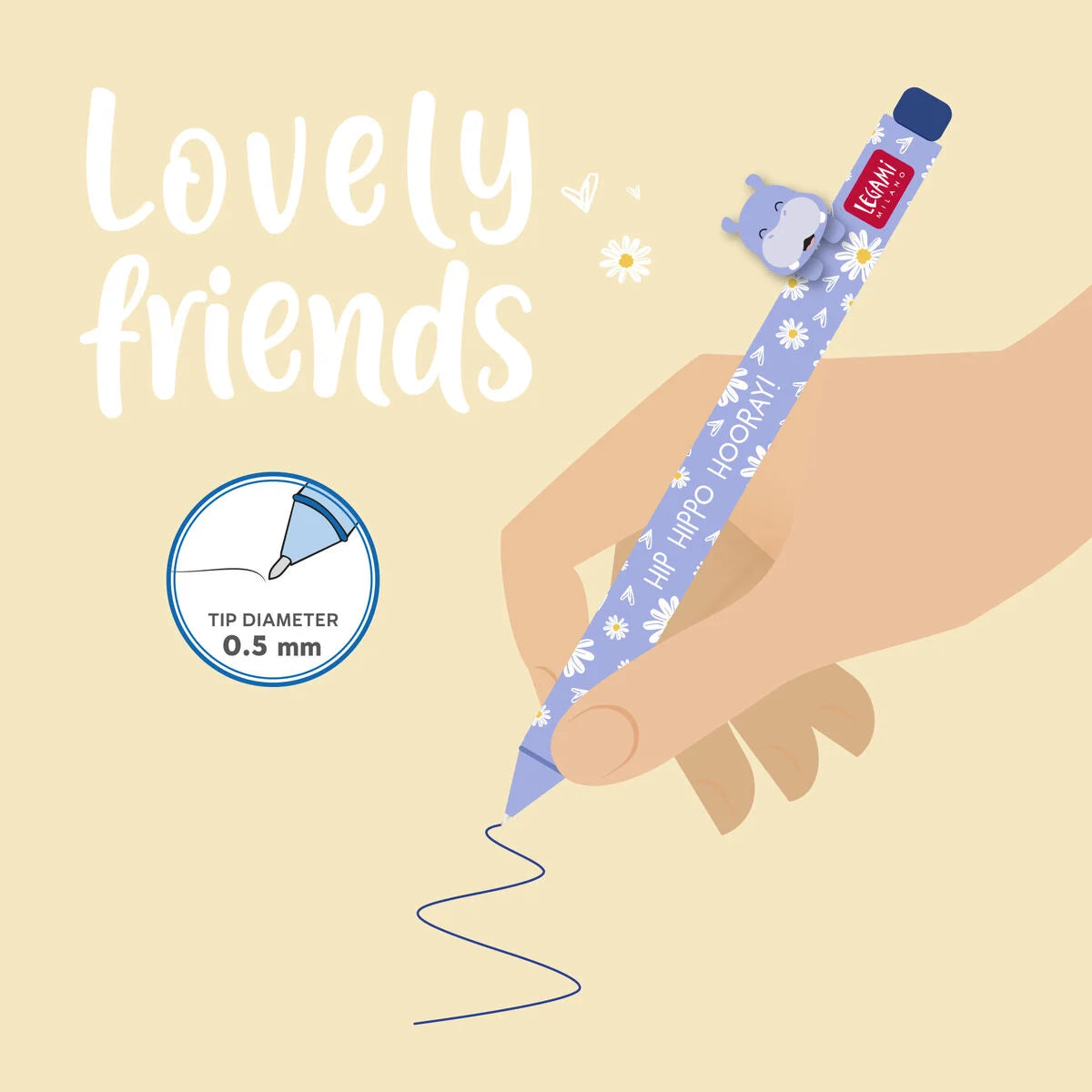Legami_Caneta_Lovely_Friends_Hipopotamo