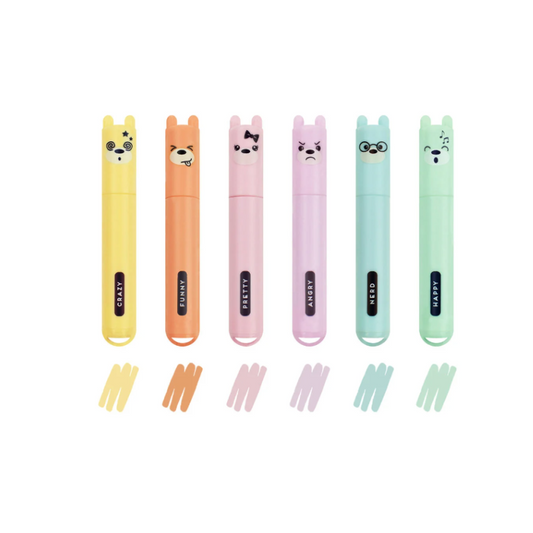 Legami-6-Mini-Sublinhadores-em-Tons-Pastel-Teddy's-Style
