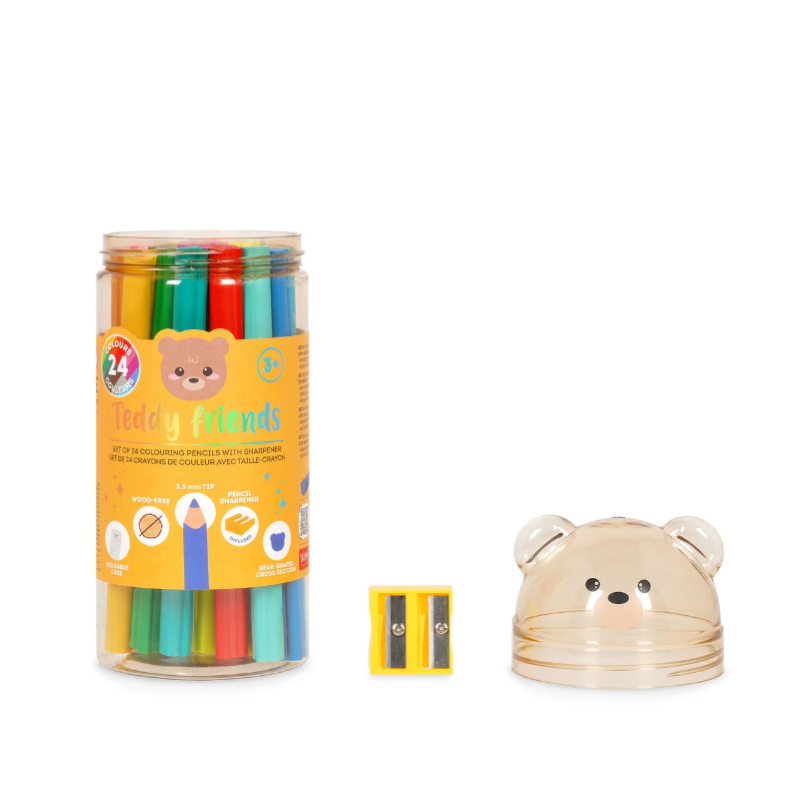 Legami - Caixa 24 Lápis de Cor e Afia - Teddy Friends