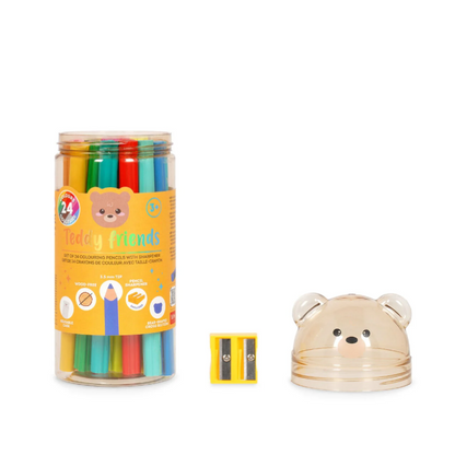 Legami - Caixa 24 Lápis de Cor e Afia - Teddy Friends