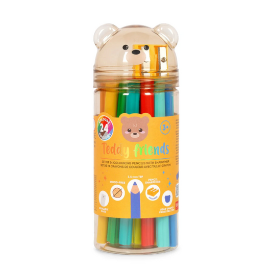 Legami - Caixa 24 Lápis de Cor e Afia - Teddy Friends